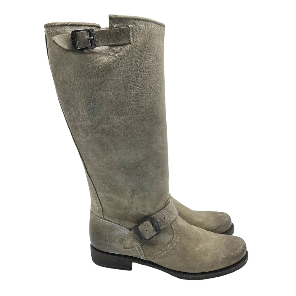 Frye Tall Knee High Veronica Tan Gray Leather Boots